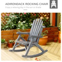 Outsunny Outdoor Wooden Rocking Chair, Single-Person Adirondack Rocking Patio Chair with Rustic High Back, Slatted Seat and Backrest for Indoor, Backyard, Garden, Dark Gray(m-4)