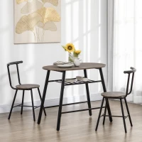 HOMCOM 3-Piece Dining Table Set, Oval Kitchen Table and 2 Chairs, Small Breakfast Table Set with Metal Frame for Small Space, Dining Room, Living Room, 35.4" x 19.7" x 29.5"(m-8)