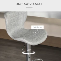 HOMCOM Set of 2 Counter Height Bar Stools Swivel Stool Height Adjustable Bar Chairs with Footrest for Kitchen Dining Home Pub, Grey(m-6)