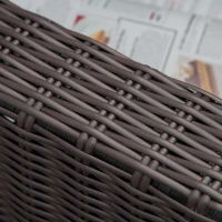 Outsunny 2 Piece Patio Wicker Corner Sofa Set, Outdoor PE Rattan Furniture, with Curved Armrests and Padded Cushions for Balcony, Garden, or Lawn, Dark Blue(m-9)