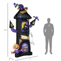 Outsunny 8.5ft Halloween Inflatable Horror Tree House with Witch, Ghost, Blow Up Outdoor Halloween Decoration LED Display(m-3)