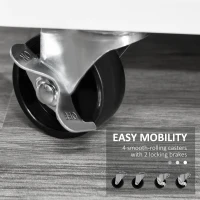 HOMCOM Lateral Filing Cabinet with Open Storage Shelf, Printer Stand Home Office Mobile File Cabinet with Wheels, Lockable Drawer, White(m-5)