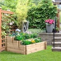 Outsunny 3-Tier Wood Raised Garden Bed, 47.2" x 39.4" x 21.3" Elevated Planting Box, Outdoor Vegetable Flower Container, Herb Garden Indoor Kit, Natural