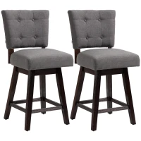 HOMCOM Set of 2 Tufted Bar Stool Chairs, Grey(m-11)
