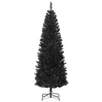 HOMCOM 7FT Pencil Christmas Tree, Artificial Christmas Tree with Automatic Open for Home Party, Black(m-11)