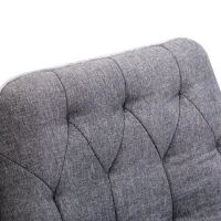 HOMCOM Linen Computer Desk Chair Tufted Height Adjustable Home Office Chair with Swivel Wheels and Padded Armrests Dark Gray(m-8)