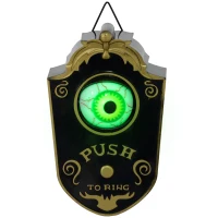 HOMCOM Halloween Decoration Animatronic, Doorbell w/ Realistic Light-up Eyeball, Sound and Motion Prop Activated for Party(m-1)