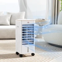 HOMCOM Room Air Cooler with Ice Packs, Ice Cooling Fan Water Conditioner Humidifier Unit with Remote, Timer, Wheels(m-2)