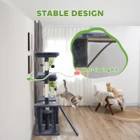 PawHut 53" Cat Tree, Cat Tower with Scratching Posts, Cat Condo, Beds, Platforms, Toy Balls for Indoor Cats, Dark Grey(m-7)