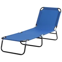 Outsunny Folding Chaise Lounge Pool Chairs, Outdoor Sun Tanning Chairs with 5-Level Reclining Back, Steel Frame for Beach, Yard, Patio, Blue(m-11)