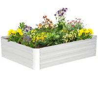 Outsunny Galvanized Raised Garden Bed, 4' x 3' x 1' Outdoor Metal Planter Box, Raised Bed for Growing Flowers and Herbs(m-11)