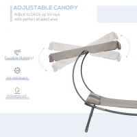 Outsunny Patio Double Chaise Lounge Chair, Outdoor Wheeled Hammock Daybed with Adjustable Canopy and Pillow for Sun Room, Garden, or Poolside, Brown(m-5)