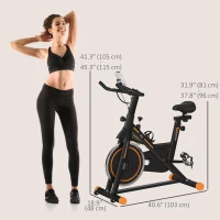 Soozier Upright Stationary Exercise Bike, Cardio Workout Training Bicycle w/ Adjustable Resistance LCD Monitor, Orange(m-3)