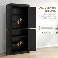 HOMCOM 72" Kitchen Cabinet, Pantry Storage Cabinet with Doors and Shelves, Freestanding Food Pantry Cabinet, Black(m-5)
