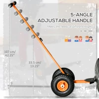 Outsunny Snow Shovel, Rolling Pusher with 29" Blade, 10" Wheels & Angle-Adjustable Handle, Orange(m-5)