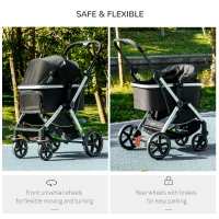 PawHut 3-in-1 Pet Stroller, Folding Stroller for Small Dogs and Cats, Black(m-6)