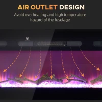 HOMCOM 60" Recessed or Wall Mounted Electric Fireplace Heater with Remote Control, Adjustable Flame Color and Brightness(m-7)