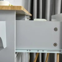 HOMCOM Mobile Kitchen Island with Storage, Kitchen Cart with Wood Top, Storage Drawers, 3-door Cabinets, Adjustable Shelves and Towel Rack, Gray(m-9)