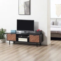 HOMCOM Modern TV Stand with Storage for TVs up to 60", Media Console with 2 Cupboards and Open Shelves, TV Unit for Bedroom, Living Room, Black(m-8)