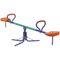Outsunny Kids Seesaw Swivel with 360 Degrees Rotating, Outdoor Playground Equipment for Backyard, Playground, Multicoloured(m-2)