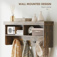 HOMCOM Coat Rack Shoe Bench Set, Entryway Shoe Bench with 8 Storage Cubbies, 4 Hooks for Hallway, Living Room, Rustic Brown(m-6)