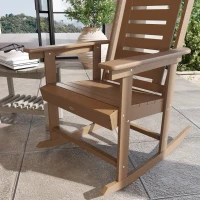 Outsunny 2 Pieces Outdoor Rocking Chairs, HDPE Patio Rockers with 28" High Back, Wide Armrests for Porch Backyard, Brown(m-9)