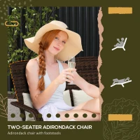 Outsunny 2 Person Patio Wicker Adirondack Chair, High-Back Fire Pit Chair with Cushions, Cream White(m-7)