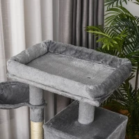 PawHut Cat tree Tower Climbing Kitten Activity Center Furniture with Sisal Scratching Post Pad Hammock Perch Condo Hanging Balls 23.5" x 15.75" x 43.75" Grey(m-10)