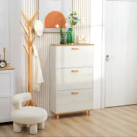 HOMCOM Modern Shoe Cabinet with 3 Flip Drawers and Adjustable Shelf, 12 Pair Shoe Storage Cabinet for Hallway, Entryway, White(m-8)