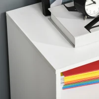 HOMCOM Lateral Filing Cabinet with Open Storage Shelf, Printer Stand Home Office Mobile File Cabinet with Wheels, Lockable Drawer, White(m-10)