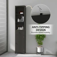 HOMCOM Tall Bathroom Cabinet Storage Organizer, Tall Cabinet with Shelves and Drawer(m-6)