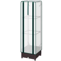 Outsunny Garden Bed with Trellis, Outdoor Plant Box with PE Cover, Drainage Holes and Zipper Door, 15.7" x 15.7" x 48.8", Brown(m-1)