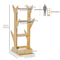 PawHut 4-level Platform Cat Tree with Resting House, Activity Center for kittens, Cat Tower Furniture with Cushion, Oak(m-3)