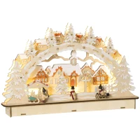HOMCOM Christmas Village House Decoration, Pre-Lit Winter Wonderland with 12 Battery Operated LED Lights, Indoor Room Décor Collection(m-1)