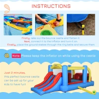 Outsunny Kids Inflatable Bounce House 4-in-1 Jumping Castle with Double Slides, Obstacle Course, Climbing Walls, & Trampoline, 750W Air Blower Included(m-5)