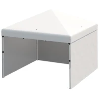 Outsunny 10' x 10' Pop Up Canopy Tent with 3 Sidewalls, Leg Weight Bags and Carry Bag, Height Adjustable, Instant Party Tent Event Shelter Gazebo for Garden, Patio, Cream(m-11)