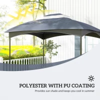 Outsunny 10' x 12' 2-Tier Gazebo Cover, Patio Gazebo Canopy Replacement with Drainage Holes for 84C-210 Series, Dark Blue(m-4)