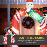 HOMCOM Large 10ft Christmas Inflatable Archway with Santa Claus and Penguin for Outdoor, Blow Up Decoration with LED Lights(m-4)