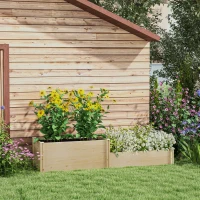Outsunny DIY Raised Garden Bed, Two-Box Wooden Planters for Outdoor Vegetables, Flowers, Herbs, Plants, Easy Assembly(m-6)