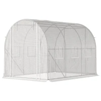 Outsunny 116.25" x 78.75" x 78.75" Walk-in Tunnel Greenhouse, Mesh Windows, Bottom Vents, Zippered Door, PE Cover, Heavy Duty Steel Frame, White(m-9)