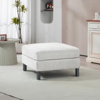 HOMCOM Ottoman Module for Modular Sectional Sofa, Upholstered Footrest with Wood Legs and Pocket Spring, Cream White(m-2)