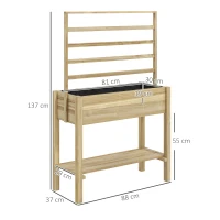 Outsunny Wooden Raised Garden Bed with Trellis, Outdoor Planter Box with Storage Shelf for Vegetables, Flowers, Herbs(m-3)
