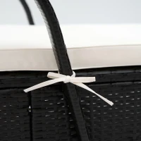 Outsunny 2 Reclining Chaise Lounge Chairs, Rolling Outdoor Chairs with Cushion, Pillow, Headrest, Armrests, and Wheels, Cream(m-9)