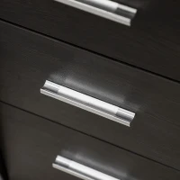 HOMCOM 47" Computer Desk with Keyboard Tray and Storage Drawers, Home Office Workstation Table with Storage Shelves, Dark Brown Wood Grain(m-7)