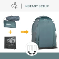 Outsunny 60" x 60" x 82" Shower Tent Extra Wide Changing Room Privacy Portable Camping Shelters with Windows & Floor Mat, Green(m-6)