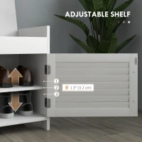 HOMCOM Entryway Bench with Cushion, Hidden Storage, Adjustable Shelves and Shutter Doors, 35.4" Shoe Bench, White(m-6)