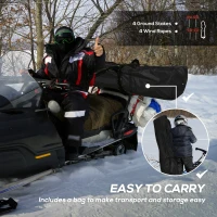 Outsunny 2 Person Ice Fishing Shelter, Pop-Up Portable Ice Fishing Tent with Carry Bag, Windows and Anchors for Low-Temp -22℉, Black(m-6)