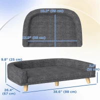 PawHut Dog Sofa for Large Dogs with Washable Cover, Anti-slip Foot Pads, Dark Grey(m-3)