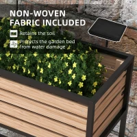 Outsunny Elevated Planter Box, Wooden Raised Garden Bed with Storage Shelf for Flowers, Vegetables, Herbs, Light Brown(m-6)