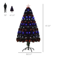 HOMCOM 4ft Prelit Artificial Christmas Tree with LED Lights, Multicolored Fiber Optics and Realistic Branch Tips, Black(m-3)